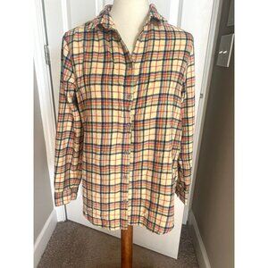 Urban Outfitters Yellow Blue & Red Plaid Long Sleeve Button Up Flannel - Medium